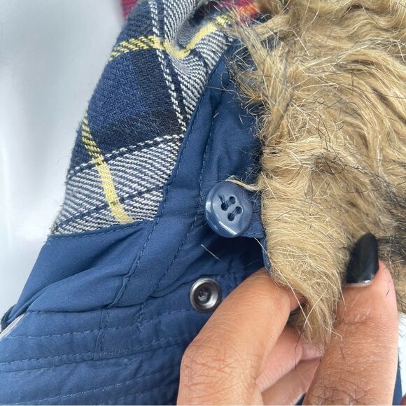 Love Tree Women’s Navy Blue Full Zip Faux Fur Trim Hooded Puffer Vest Small - Picture 4 of 15